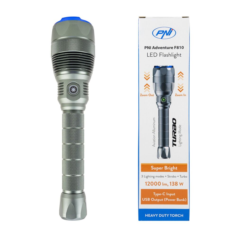 Lampe Torche LED Rechargeable Haltons 10 000 Lumens, USB, Batterie Longue Durée
