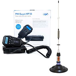 Statie radio auto CB antena, PNI Escort HP 6500 ML70, 4 W, 12 V, ASQ reglabil, squelch automat, RF Gain, blocare tastatura, canale urgenta, distanta de detectie 9 km, negru