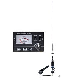 Antenne CB PNI de Sirio Super 9 avec Papillon, Longueur 155 cm, 27-28,5 MHz, 250W, Support