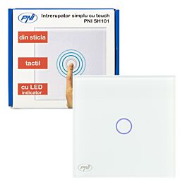 Interrupteur Double Contact En Verre Doré PNI SH202G – Avec LED, 110-240V, 300W, Pour éclairage LED Et Ampoules