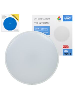 Kit de plafonnier LED PNI D-Light CL2436T Wi-Fi, RGBW, 36 W, à intensité variable avec autocollant inclus