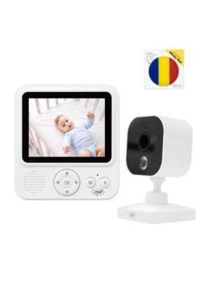 Pack vidéo : moniteur pour bébé PNI BM280, écran sans fil 2,8 pouces 2,4 GHz avec pad adhésif inclus