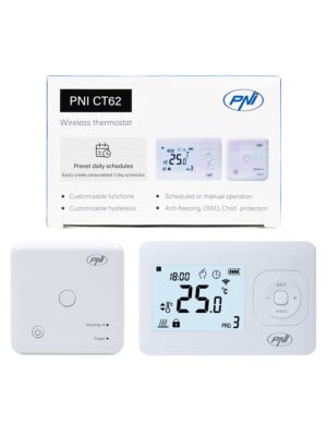 Thermostat sans fil PNI CT62 pour systèmes de chauffage, écran éclairé, programmes quotidiens