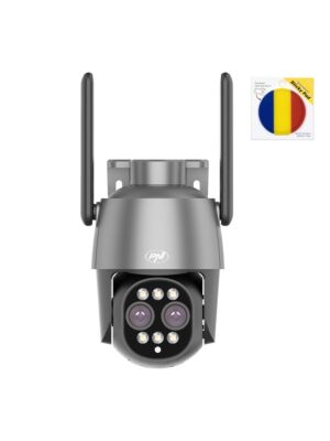 Pack caméra de vidéosurveillance PNI House IP574 avec Wi-Fi, PTZ, double objectif et drapeau adhésif inclus