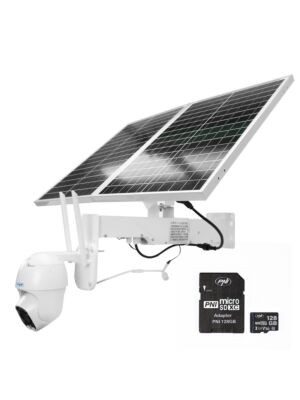 Ensemble de caméras de surveillance vidéo PTZ en direct PNI IP60 avec panneau solaire, 2MP, carte GSM 4G et 128GB PNI MicroSD