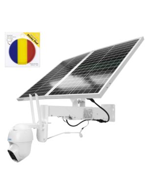 Pack caméra de vidéosurveillance PTZ IP60 PNI avec panneau solaire, 2 MP, GSM 4G et drapeau adhésif