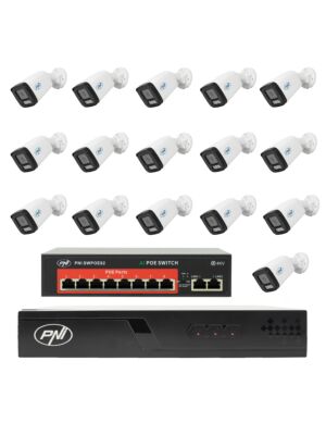 Pack de vidéosurveillance avec 16 caméras, interrupteur et câbles