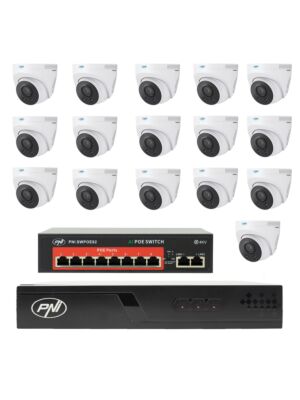 Pack de vidéosurveillance avec 16 caméras, interrupteur et câbles