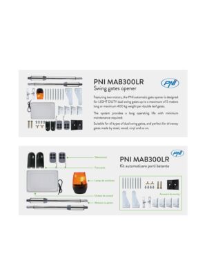 Kit d'automatisation pour portail battant PNI MAB300LR