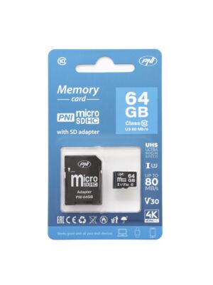 Carte mémoire MicroSD PNI 64 Go avec adaptateur SD de classe 10