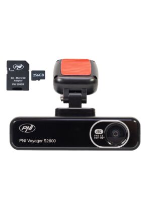 Pack caméra embarquée PNI Voyager S2600 DVR, WiFi, 4K Ultra HD, GPS et carte mémoire microSD 256 Go inclus