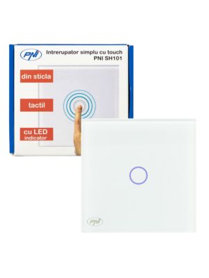 Interrupteur simple avec verre PNI SH101 tactile, blanc avec indicateur LED
