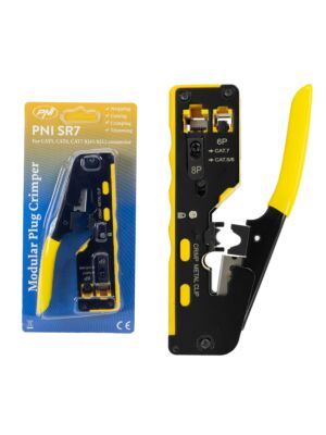 Pince PNI SR7, pour couper et dénuder les câbles et sertir les fiches RJ12, RJ45 CAT5, CAT6, CAT7, jaune