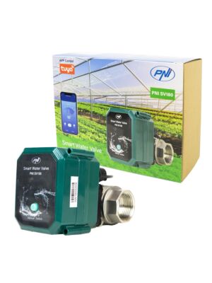 Vanne intelligente pour eau PNI SV180 connectivité Wi-Fi, IP65, DN25 1 tol, application Tuya, compatible avec Amazon Alexa
