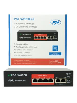 Switch POE PNI SWPOE42 avec 4 ports POE et 2 ports 100Mbps