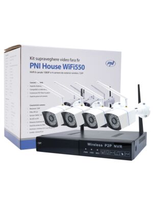 Kit de vidéosurveillance PNI House WiFi550 NVR et 4 caméras sans fil, 1.0MP
