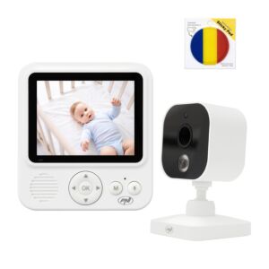 Pack vidéo : moniteur pour bébé PNI BM280, écran sans fil 2,8 pouces 2,4 GHz avec pad adhésif inclus