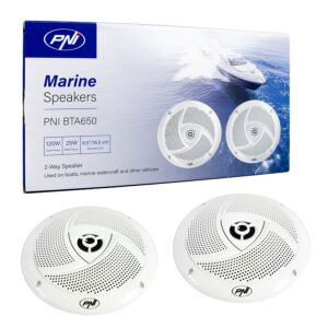 Haut-parleurs coaxiaux pour bateaux PNI BTA650, 120W, 16,5 cm, lot de 2