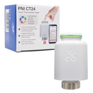 Tête thermostatique intelligente PNI CT24 pour radiateur, application mobile intelligente Tuya