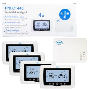 Thermostat intelligent sans fil PNI CT440, avec WiFi, contrôle 4 zones via Internet, pour systèmes de chauffage, pompes, radiateurs électriques