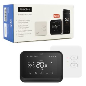 Thermostat intelligent PNI CT45 sans fil, avec WiFi, contrôle Internet, pour installations de chauffage, application TuyaSmart