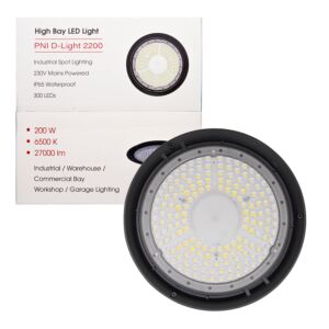 PNI D-light 2200 LED High Bay Amp, 200W, 27000lm, 6500K, alimentation 230 V, IP65, pour l’éclairage de spa industriel