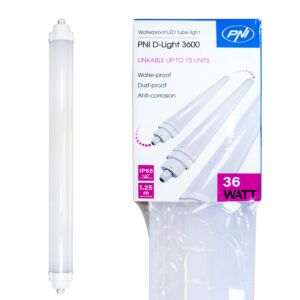 Luminaire linéaire LED PNI D-Light 3600, 36W, 6500k, étanche IP65, avec protection contre l'eau, la poussière et la corrosion, pour