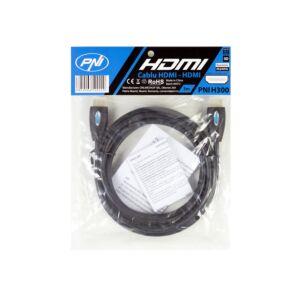 Câble HDMI PNI H300 haute vitesse 1.4V, enfichable, Ethernet, plaqué or, 3m