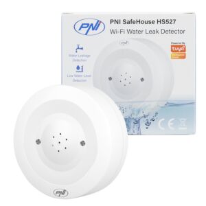 Détecteur d'inondation PNI SafeHouse HS527 avec Wi-Fi, avec alarme sonore 80 dB, haut-parleur intégré, pour inondation et