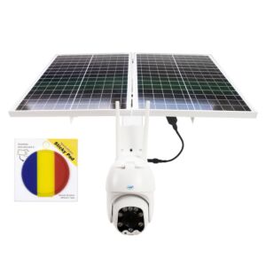 Pack caméra de vidéosurveillance PTZ IP60 PNI avec panneau solaire, 2 MP, GSM 4G et drapeau adhésif