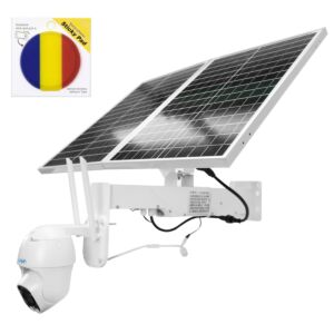 Pack caméra de vidéosurveillance PTZ IP60 PNI avec panneau solaire, 2 MP, GSM 4G et drapeau adhésif