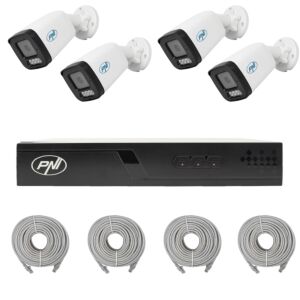 Pack de vidéosurveillance avec 4 caméras et câbles de 20 mètres inclus