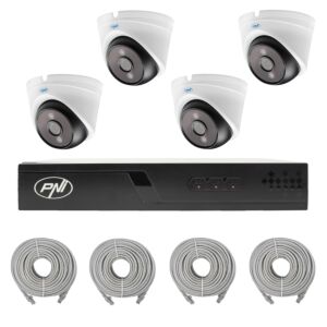Pack de vidéosurveillance avec 4 caméras et câbles de 20 mètres inclus