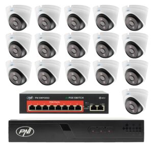 Pack de vidéosurveillance avec 16 caméras, interrupteur et câbles
