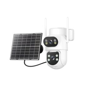 Caméra de surveillance vidéo IP974S GSM 4G AOV, PTZ, double objectif 2 MP + 2 MP, panneau solaire 8 W, batterie bloc 7800 mAh
