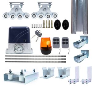 Kit complet d'automatisation pour portails autoportants PNI AP800D, moteur, roues, photocellules, télécommande, lampe, crémaillère de 6 mètres,
