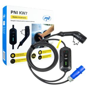 Chargeur portable PNI KW7 32A, 7.4KW, pour voitures électriques, 230V, monophasé, câble de type 2 et connecteur IEC621 à 5 broches
