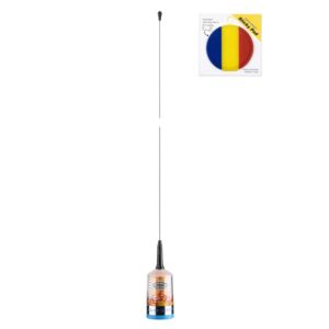 Antenne CB PNI TRUCKER 9000 PL avec LED, longueur 140 cm, 26-28 MHz, 1000 W, avec drapeau adhésif inclus.