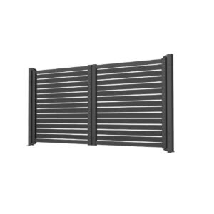 Ensemble de portails battants en aluminium PNI MAB3000S, composé de deux vantaux de 1,5 m de large et d'une hauteur de 1,7 m.