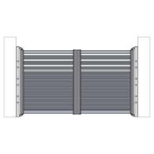 Ensemble de portails battants en aluminium PNI MAB3000, composé de deux vantaux de 1,5 m de large et d'une hauteur de 1,7 m.