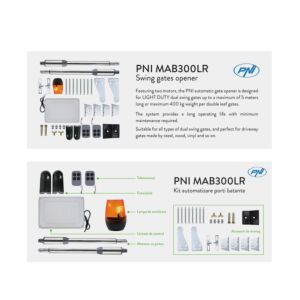 Kit d'automatisation pour portail battant PNI MAB300LR