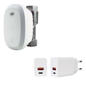 Ensemble comprenant l'électrovanne intelligente PNI SV180 PRO et l'alimentation PNI CHG300