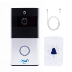 Kit interphone vidéo intelligent PNI SafeHome PT710B avec WiFi HD, P2P et câble USB 2.0 vers micro USB de 1 m