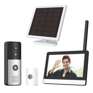 Interphone vidéo intelligent sans fil WiFi PNI SafeHome PT770, Full HD 1080P, unité de portail avec panneau solaire, Tuya Smart, en