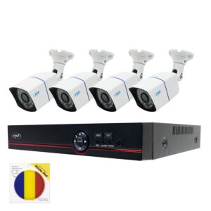 Kit de vidéosurveillance AHD PNI House PTZ1500 DVR 5MP - 4 caméras et drapeau adhésif