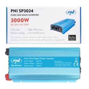 Onduleur de tension PNI SP3024, alimentation 24 V, sortie 230 V, onde sinusoïdale pure 3 000 W