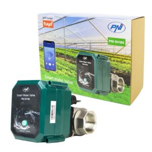 Vanne intelligente pour eau PNI SV180 connectivité Wi-Fi, IP65, DN25 1 tol, application Tuya, compatible avec Amazon Alexa