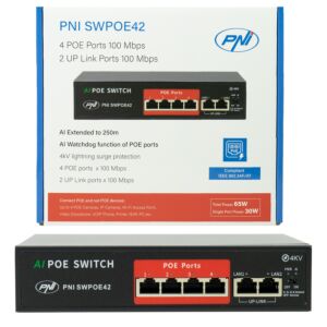 Switch POE PNI SWPOE42 avec 4 ports POE et 2 ports 100Mbps