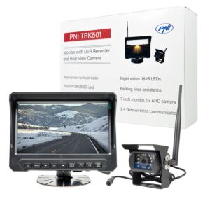 Caméra et moniteur sans fil LCD PNI TRK501 avec fonction DVR, emplacement pour carte Micro SD, LED IR, pour camion