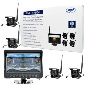 Kit de vidéosurveillance sans fil PNI TRK504 pour camion DVR avec moniteur LCD et 4 caméras